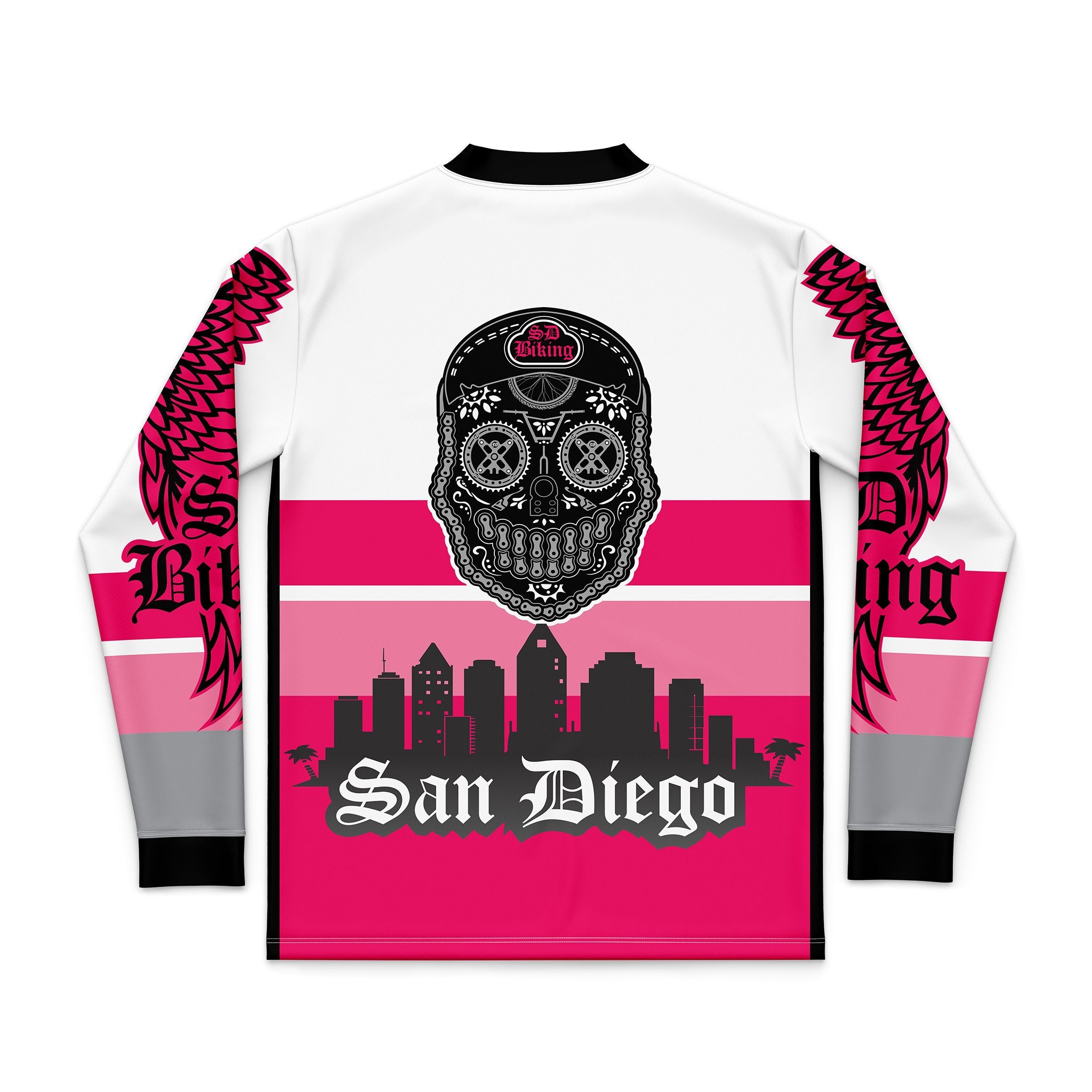 Youth Long Sleeve, V-Neck Pink Retro, Breast Cancer Awareness Jersey
